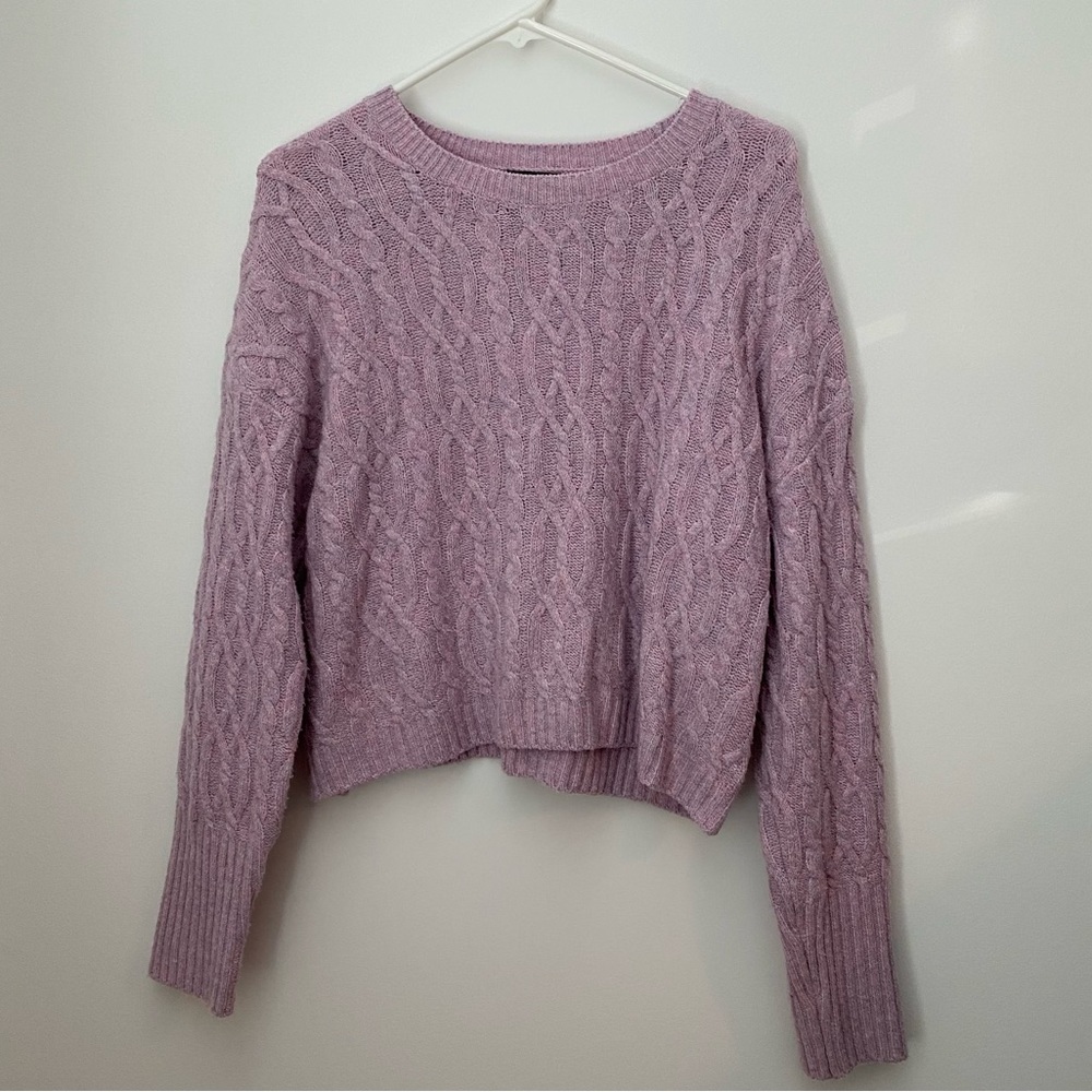 Wild Fable Lilac Lavender Cable Knit Crewneck Sweater
